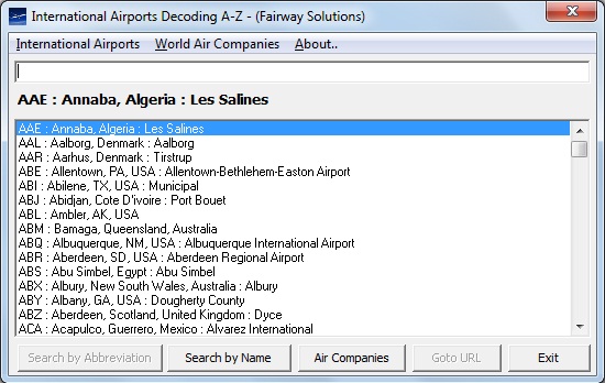 Программа Airports Decoding - Сокращения (аббревиатуры) аэропортов скачать